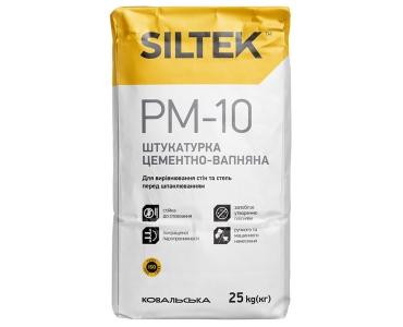 Штукатурка цементно-известковая Siltek PM-10. Серая (25кг)