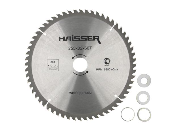 Диск пильний по дереву 255x32 60 зуб. по дереву  HAISSER (4311641)