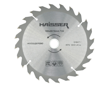 Диск пильний 160х16/20 24 зуб. по дереву HAISSER