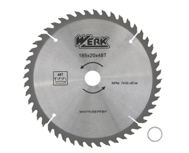 Диск пильний 185х20 48 зуб. по дереву WERK (4332647)