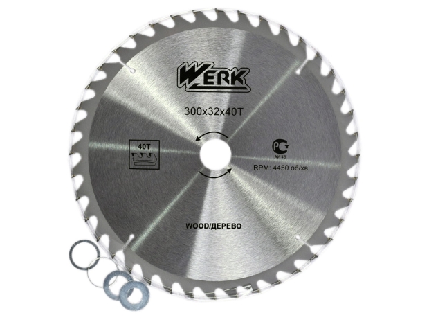 Диск пильний 300х32 40 зуб. по дереву WERK (WE109124/4332638)