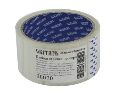 Клейка стрічка прозора 38мкмх48ммх50м (СВІТЯЗЬ)