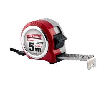 5x25 рулетка, нейлон, пластиковий корпус, 2 стопа, HAISSER Compact