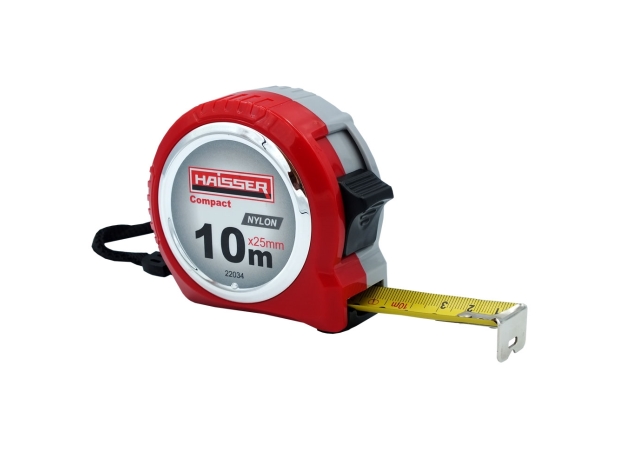 10x25 рулетка, нейлон, пластиковий корпус, 2 стопа, HAISSER Compact