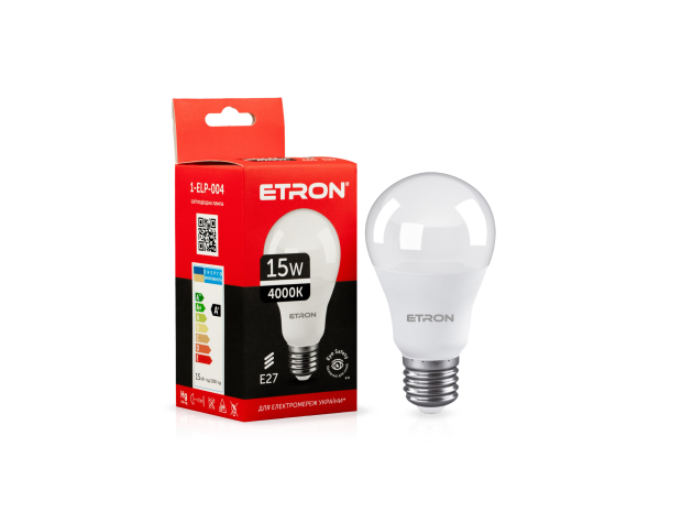 Светодиодная LED лампа ETRON 15W A65 4000K E27 дневной свет 1-ELP-004