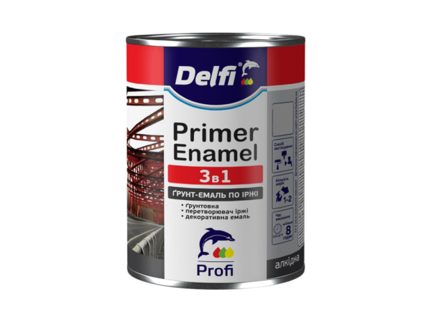 Ґрунт-емаль по іржі 3 в 1 сіра Delfi 2.8 кг