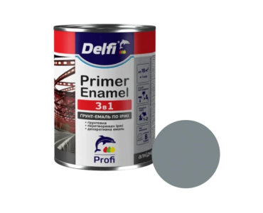 Ґрунт-емаль по іржі 3 в 1 сіра Delfi 0.9 кг Ґрунт-емаль по іржі 3 в 1 сіра Delfi 0.9 кг