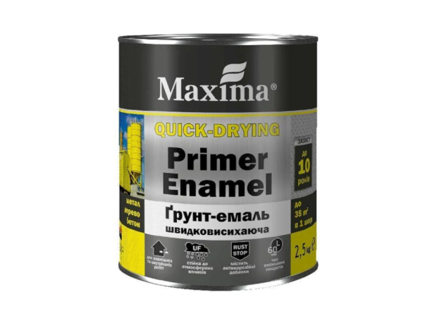 Грунт-емаль швидковисихаюча графіт матова Maxima 2.5 кг