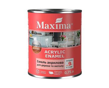 Емаль акрилова для дерева та металу кава з молоком шовковисто-матова Maxima 0,75 л