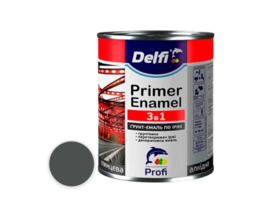 Грунт-эмаль по ржавчине 3 в 1 графит Delfi 0.9 кг