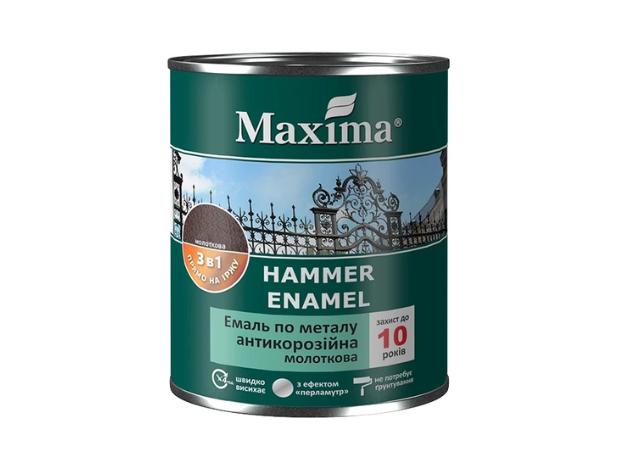 Емаль антикорозійна по металу 3в1 молоткова антрацит Maxima 0,75л