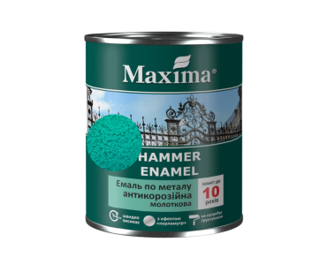 Емаль антикорозійна по металу 3в1 молоткова зелена Maxima 0,75л