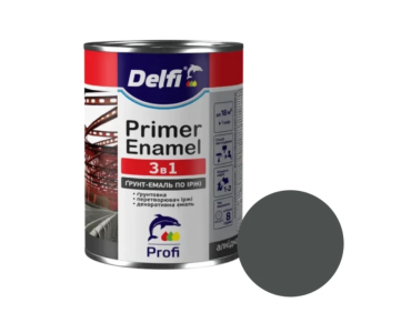 Ґрунт-емаль по іржі 3 в 1 графіт Delfi 0.9 кг Ґрунт-емаль по іржі 3 в 1 графіт Delfi 0.9 кг